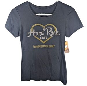 NWT Hard Rock Cafe Montego Bay Bedazzled bejeweled sequin baby tee T-shirt small